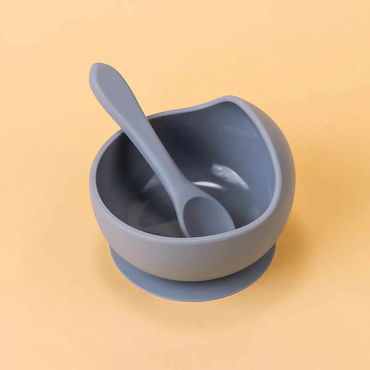 Bol à ventouse et cuillère en silicone