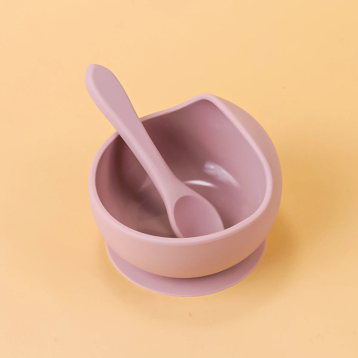 Bol à ventouse et cuillère en silicone
