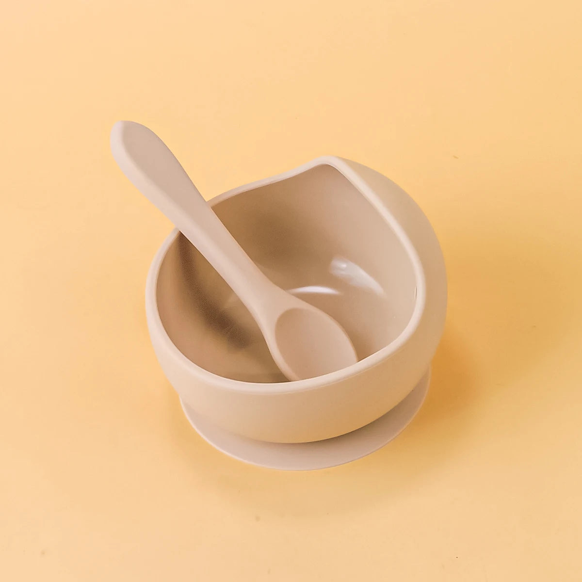 Bol à ventouse et cuillère en silicone