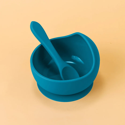 Bol à ventouse et cuillère en silicone