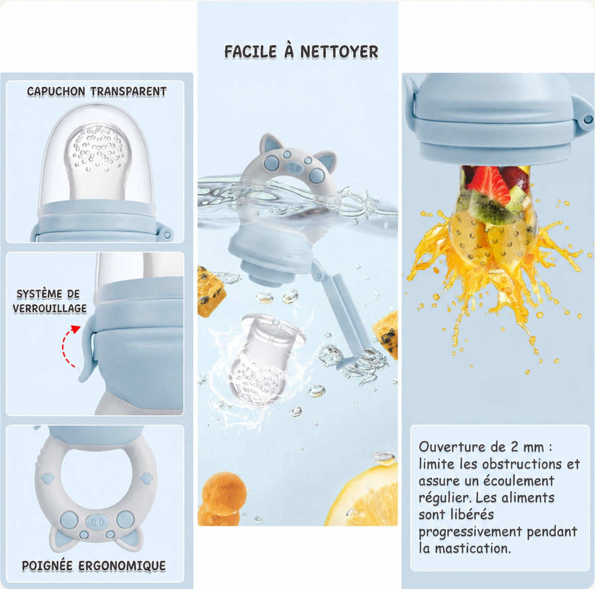 Grignoteuse bébé et ses 3 tétines