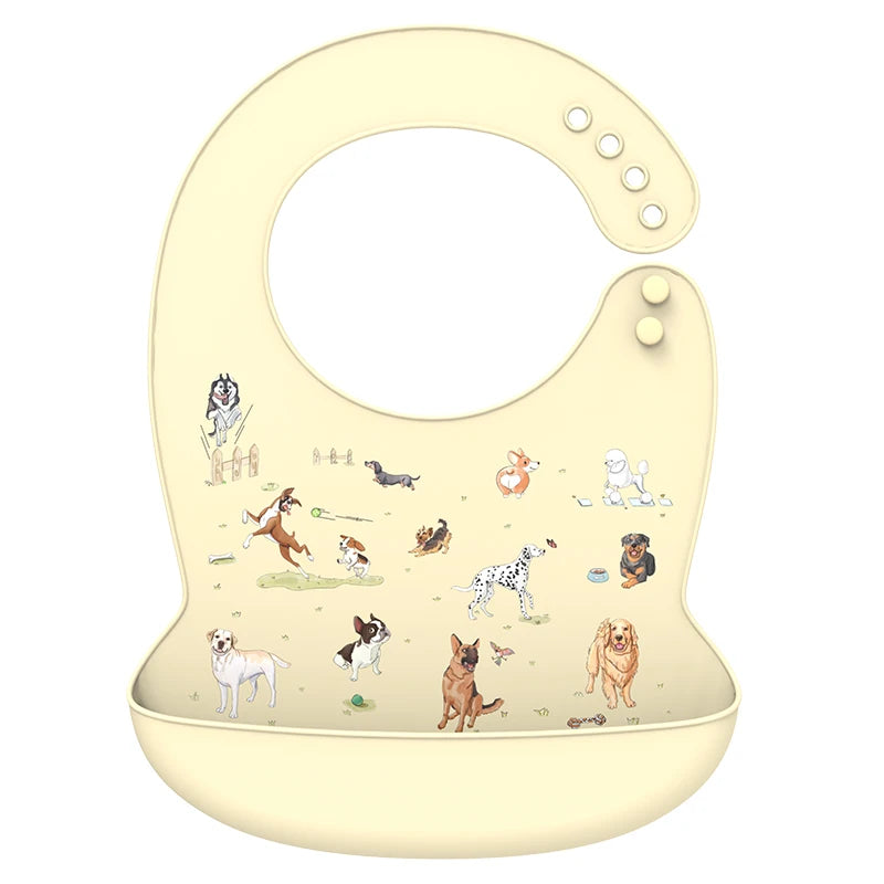 Bavoir bébé en silicone imperméable avec poche
