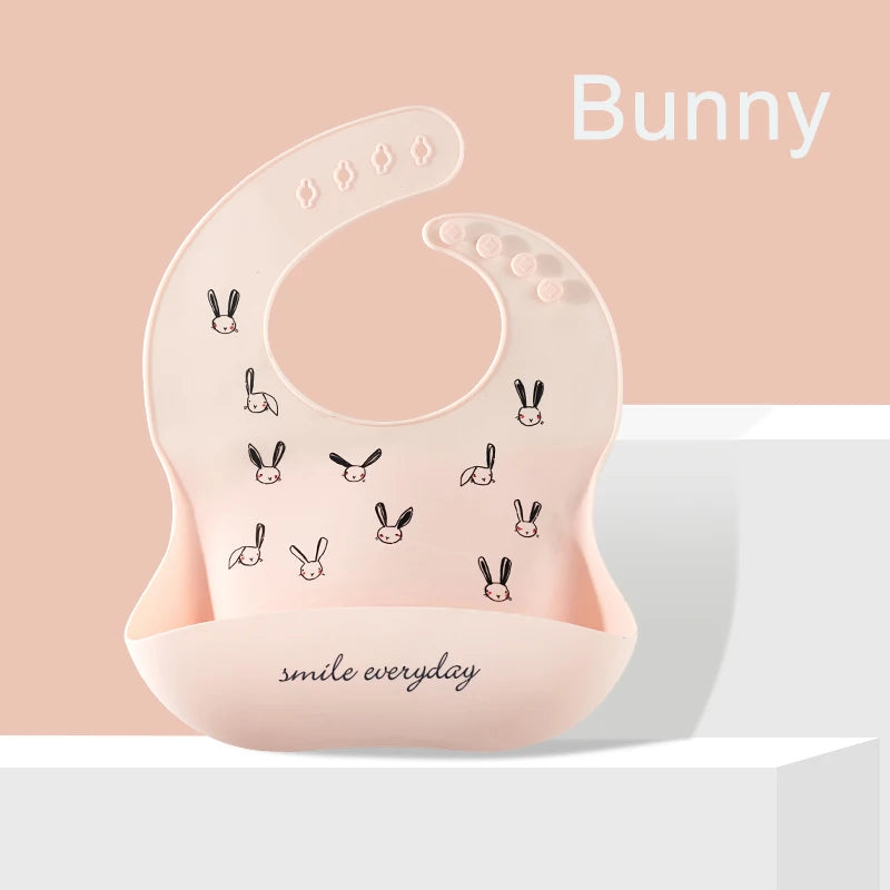 Bavoir bébé en silicone imperméable avec poche