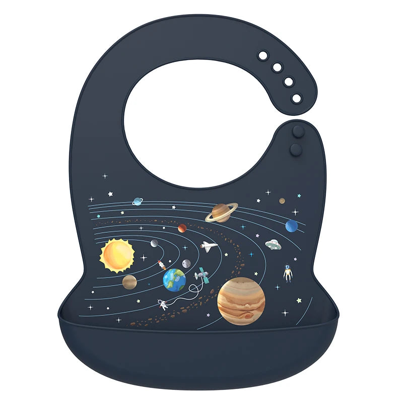 Bavoir bébé en silicone imperméable avec poche