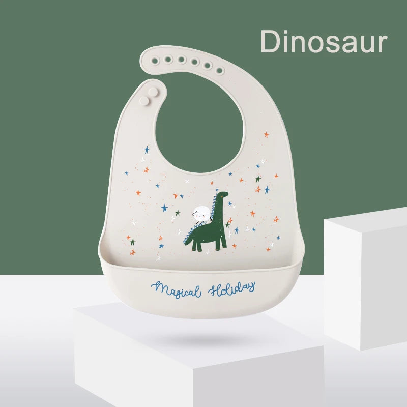 Bavoir bébé en silicone imperméable avec poche